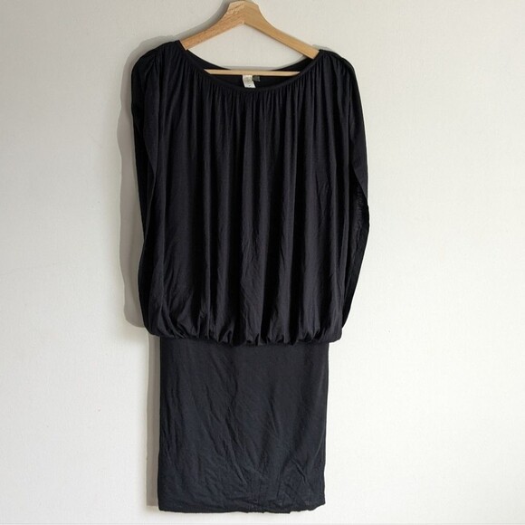 Seven times seven Black Drape Drop Waist Dress Women's Size Small - Picture 1 of 9